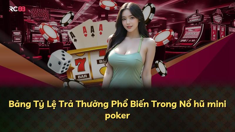 Bảng Tỷ Lệ Trả Thưởng Phổ Biến Trong Nổ hũ mini poker